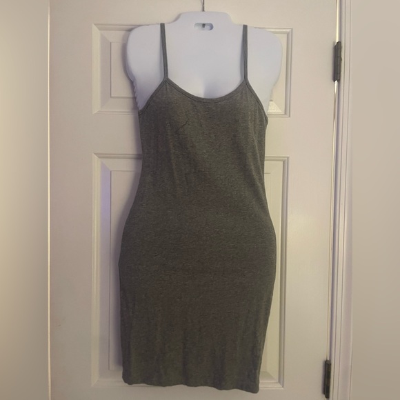 🩷 3/$18 fashion nova bodycon mini dress Gray Spaghetti Strap Dress - Picture 1 of 3